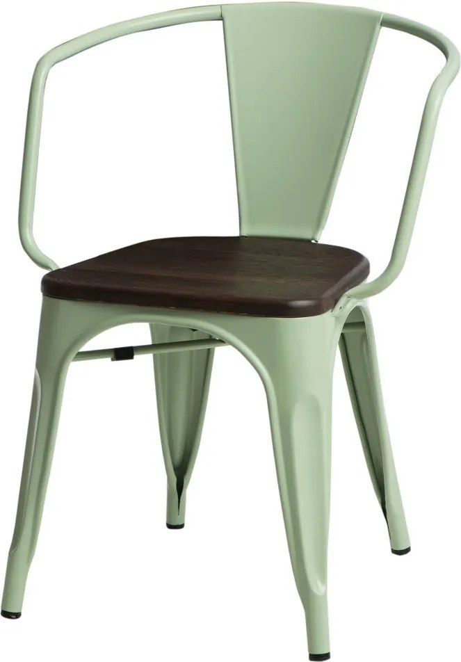 Stolička Paris s područkami, drevený sedák kartáčovaná borovica Farba Zelená