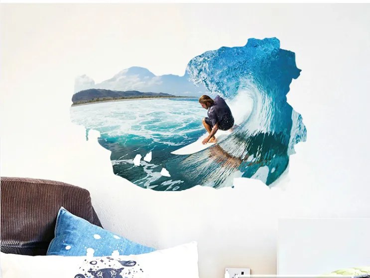 Veselá Stena Samolepka Surfer na vlne