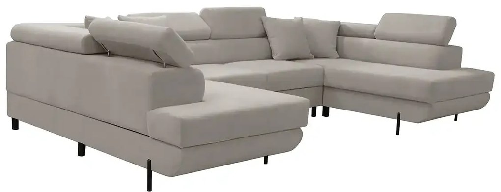 Rohová sedacia súprava - U s funkciou spania, vlnové pružiny SAMSUN Kapučín