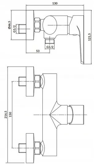 Cersanit Moduo, sprchová batéria, chrómová, S951-353