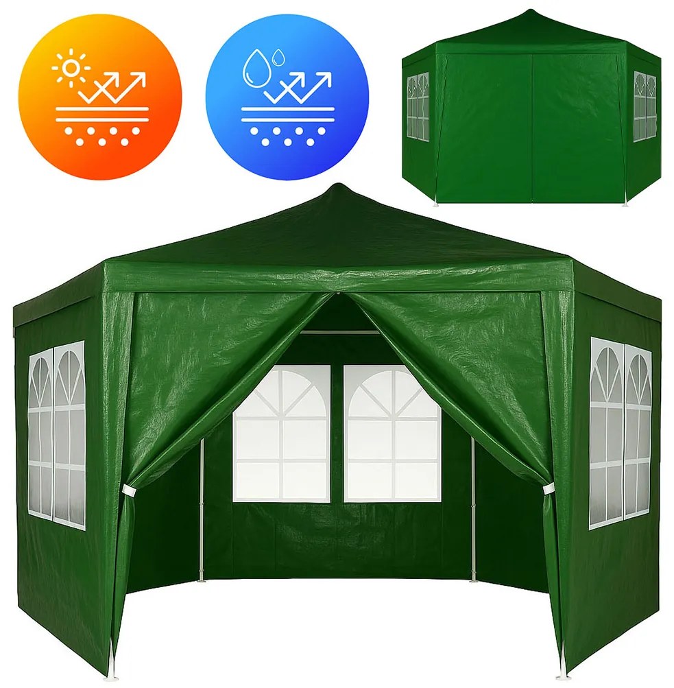 Záhradný pavilónový altánok, s oknami, zelený, MultiGarden