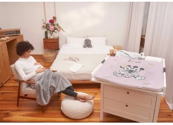 CebaBaby - Prebaľovacia podložka s trojhranná DISNEY 75x72 cm ružová