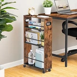 Pojízdný kuchyňský regál Vasagle Tonari 45 cm černý/hnědý