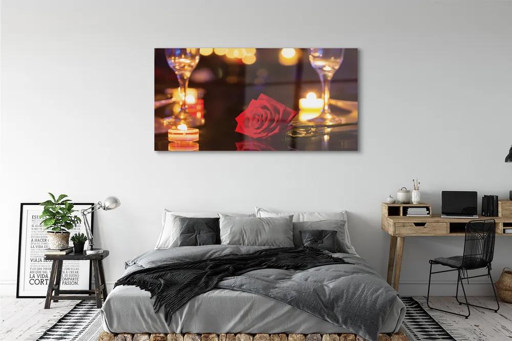 Obraz plexi Rose sviečka okuliare 140x70 cm