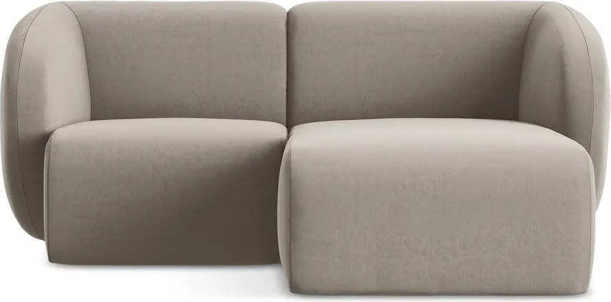 Svetlohnedá zamatová rohová pohovka (pravý roh/s leňoškou) Lani – Makamii