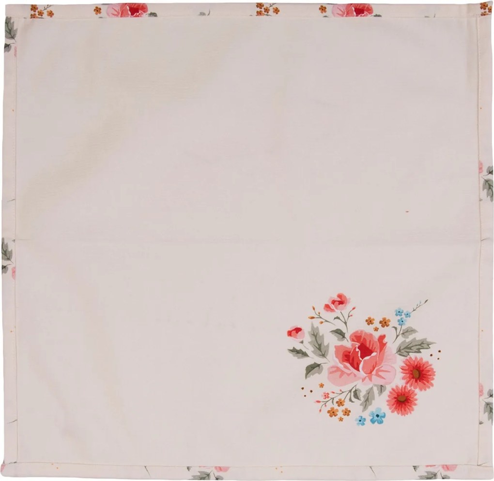 Sada 6ks bavlnených obrúskov s kvetmi Little Rose Colllection - 40*40 cm