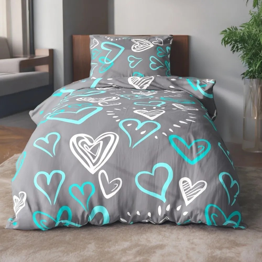 Bavlnené obliečky DONA BLUE LOVE 2-dielna sada 140x200 cm