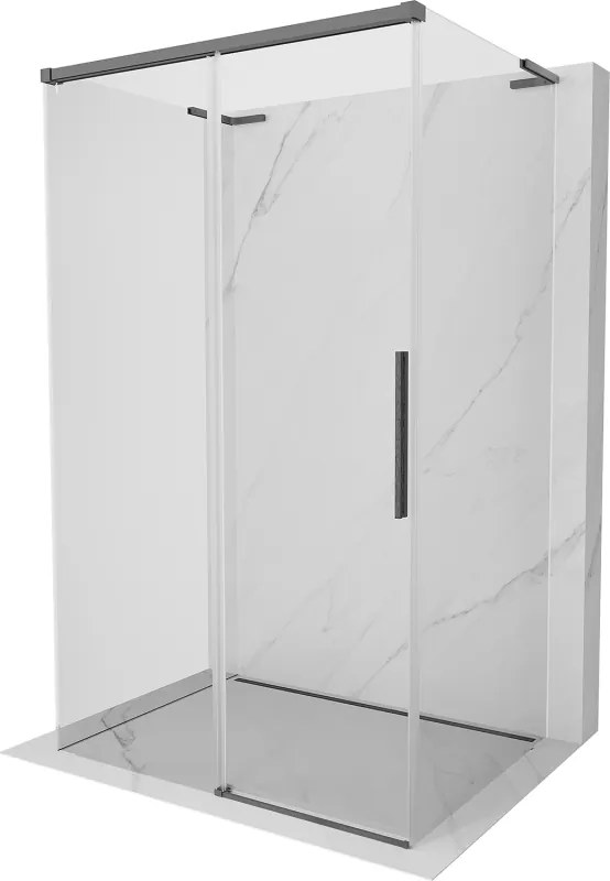 Mexen Rox-3SL, 3-stenný výsuvný sprchový kút 105 x 120 cm, 8mm číre sklo, brúsený grafit profil, 8C2L-105-120-66-00-3S