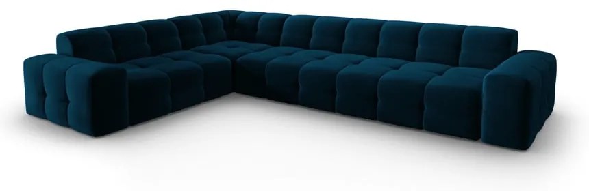 Tmavomodrá zamatová rohová pohovka (ľavý roh) Kendal - Micadoni Home