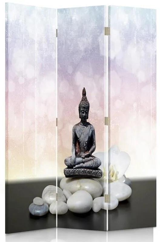 Ozdobný paraván Kameny zenového Buddhy - 110x170 cm, trojdielny, klasický paraván