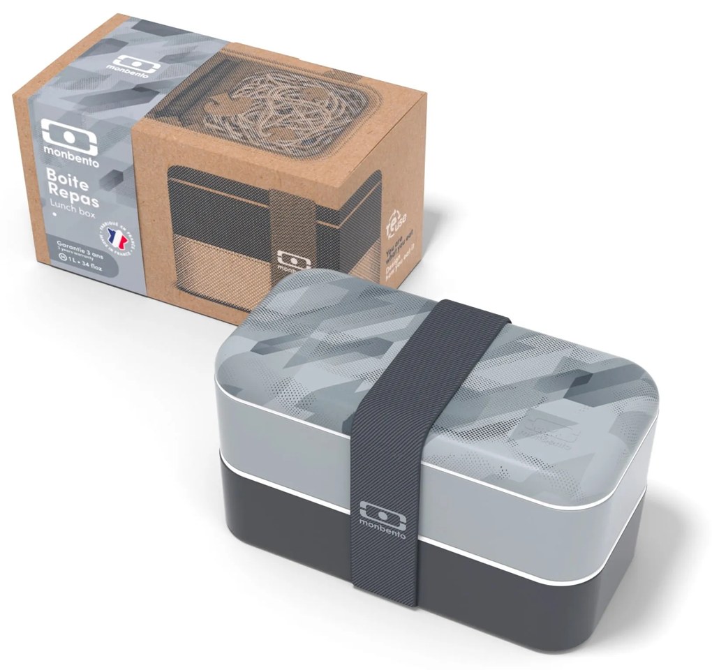 monbento Desiatový box Monbento Original Graphic Grey 1 l