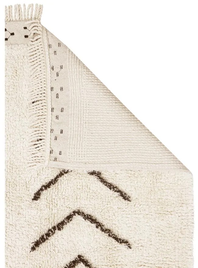 Krémový prateľný ručne tkaný bavlnený koberec 170x240 cm Bereber Rhombs – Lorena Canals