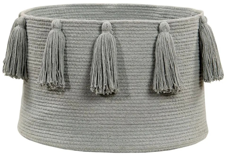 LORENA CANALS Pletený kôš Tassels Light Grey, šedá