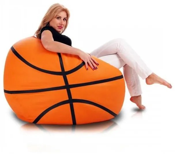 Sedací vak Basketbalová lopta ekokoža TiaHome - sivá