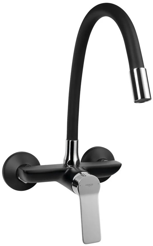 Aqualine Aqualine, SINTRA nástenná batéria 3/4", flexibilné ramienko, čierna mat/chróm, SX013-70