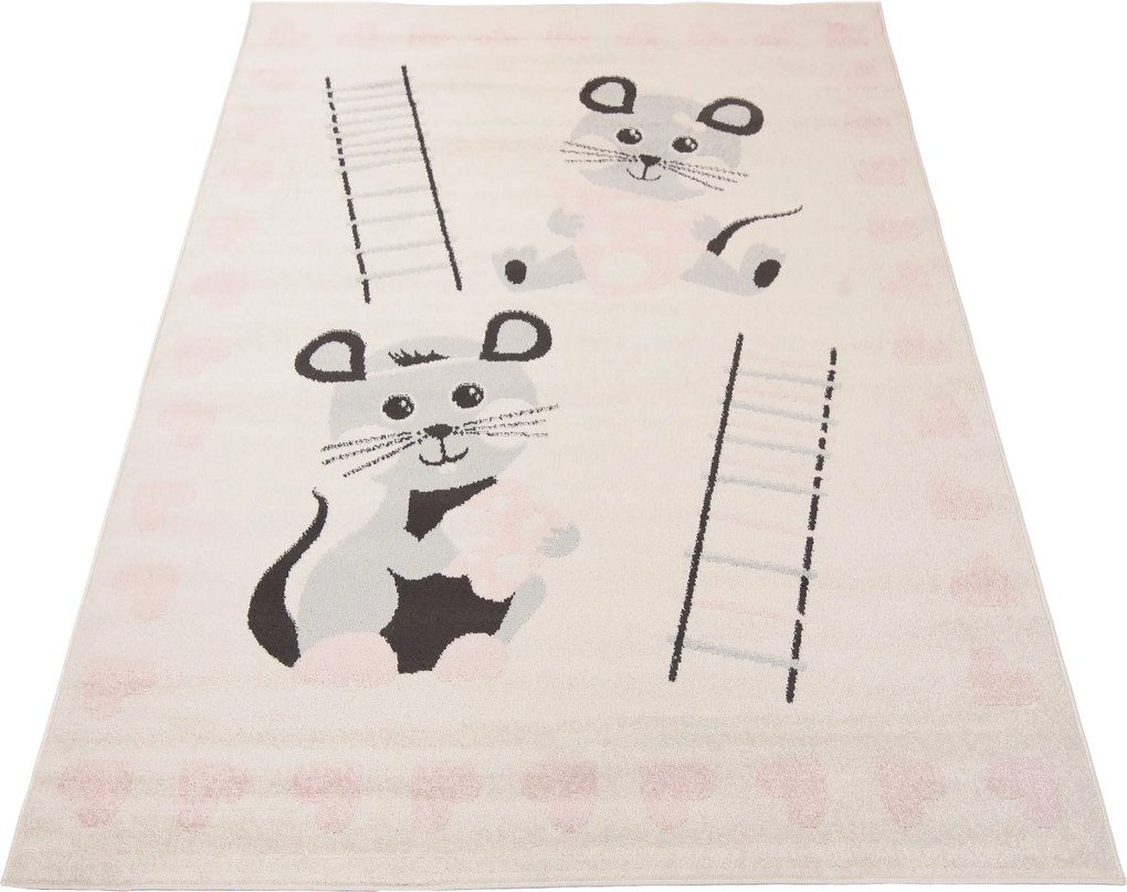 TA Koberec H320A BIELA/RUŽOVÁ HAPPY FBA Rozmer: 160x220 cm