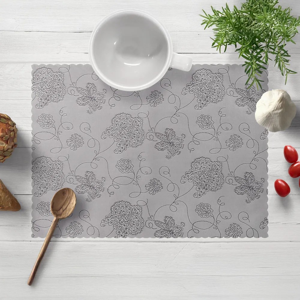 Biante Teflónové prestieranie na stôl TF-083 Kvetované ornamenty na sivom 30x40 cm
