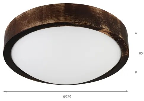 LED stropné svietidlo OAK SMOKY SLIM LED/20W/230V 4000K pr. 27 cm dub/tmavohnedá