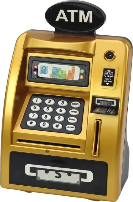 LEAN Toys Detská pokladnička Učíme sa šetriť Zlatá čierna