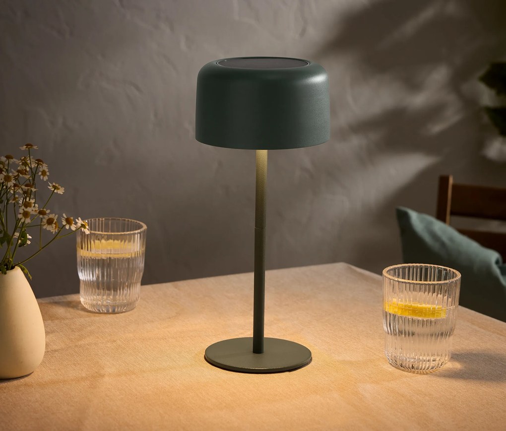 Solárna akumulátorová stolová lampa, džungľová zelená