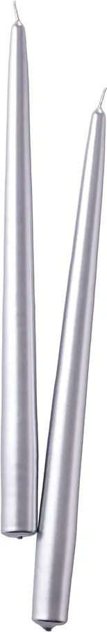 TWIN FLAME Sada sviečok 2 ks 31 cm - strieborná