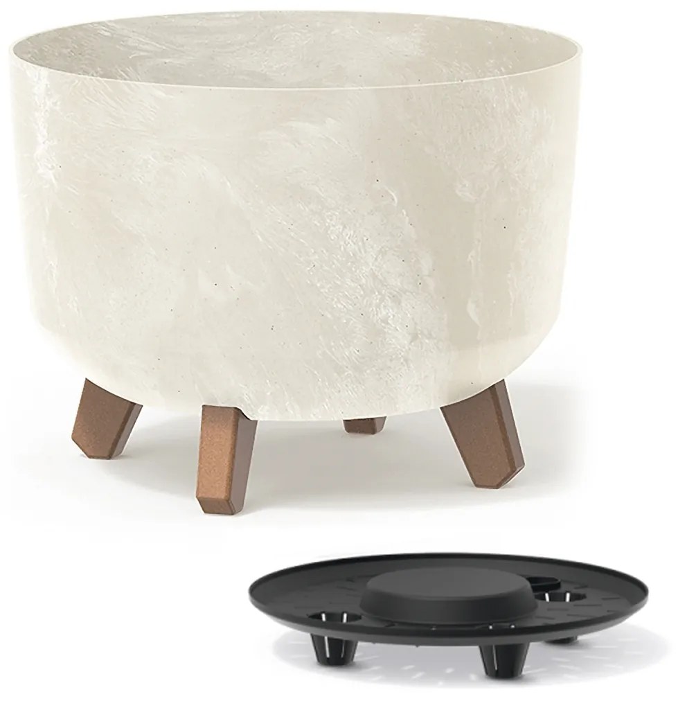 Plastový kvetináč na nožičkách DGRL350E 33,9 cm - krémová