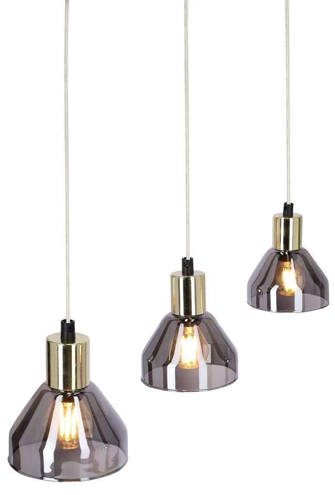 Candellux Čierno-zlatý závesný luster Gregory pre žiarovku 3x E14 33-79008