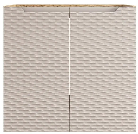 Závěsná skříňka Ocean Sky II se zápustným umyvadlem 60 cm béžová/dub olejovaný