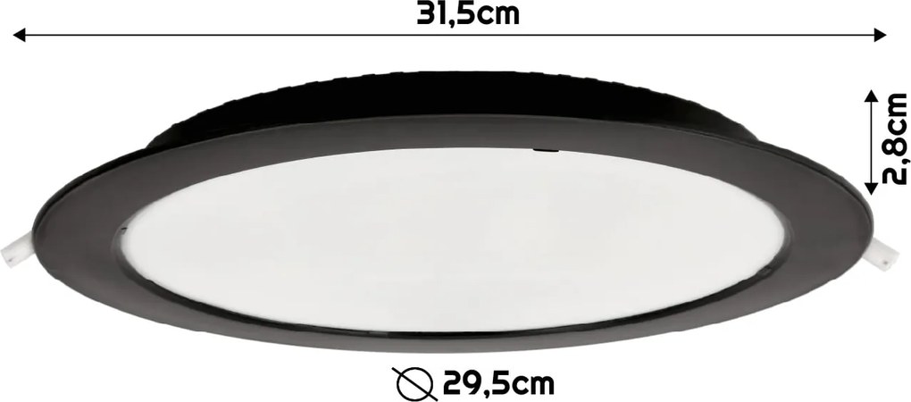 BERGE Okrúhly LED panel zapustený - čierny - 24W - PC - neutrálna biela