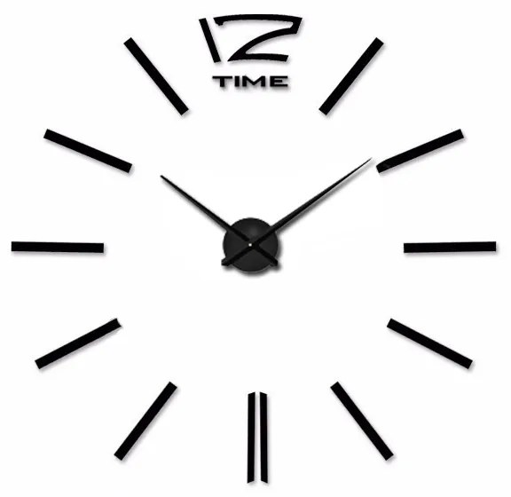 3D Nalepovacie hodiny DIY Clock 12 Time Black 80-120cm