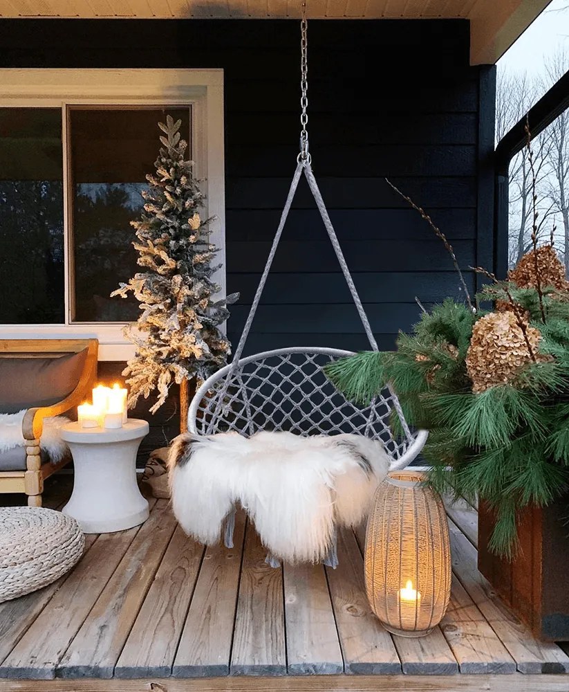 Sivé závesné kreslo KOLUMBIA s vankúšom