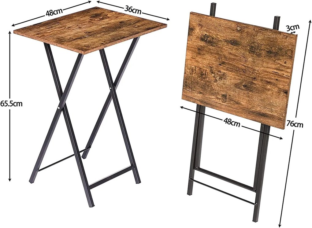 Skladací odkladací stolík Vasagle Abby 48 cm hnedý/čierny