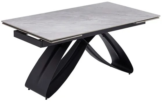 Stôl MATEO 160–240 cm sivý mramor/čierna