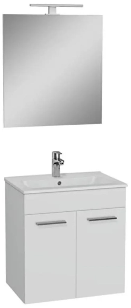 Kúpeľňová zostava s umývadlom zrcadlem a osvětlením Vitra Mia 59x61x39,5 cm biela lesk MIASETFP60B