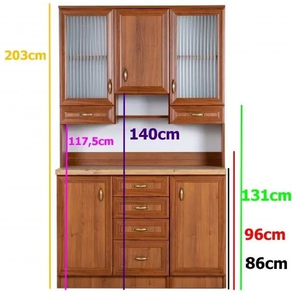 Kredenc 120 LADY biela, biela/dub artisan