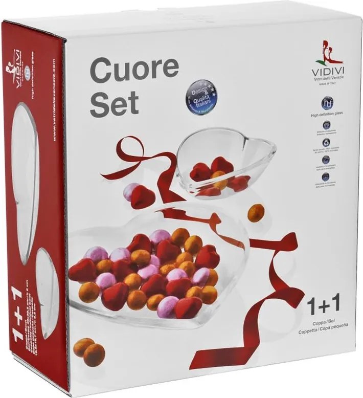 KRIŠTÁĽOVÁ MISKA VETRERIE RIUNITE VIDIVI CUORE SADA MISIEK V TVARE SRDCA 1+1KS