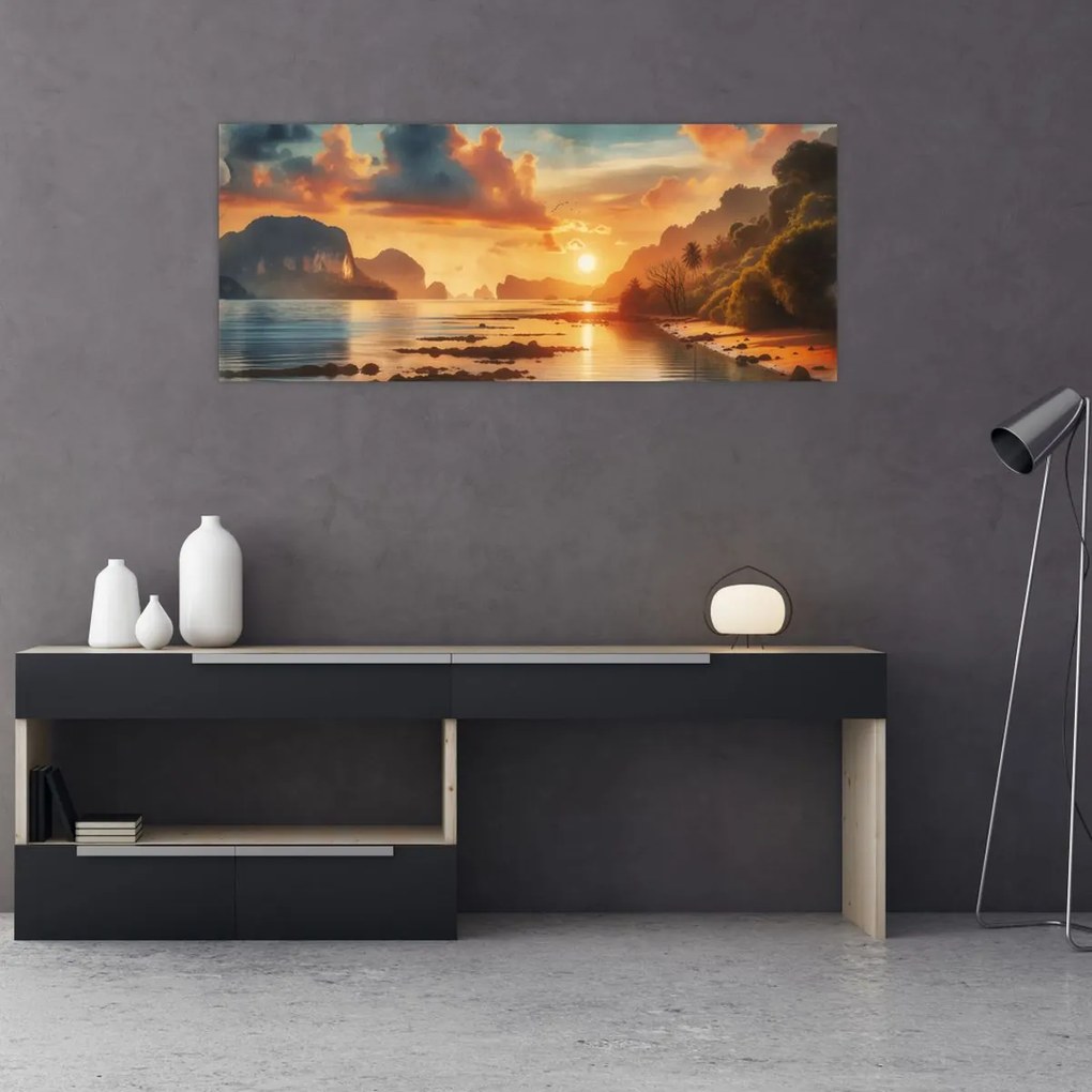 Obraz - Pohľad z pláže (120x50 cm)