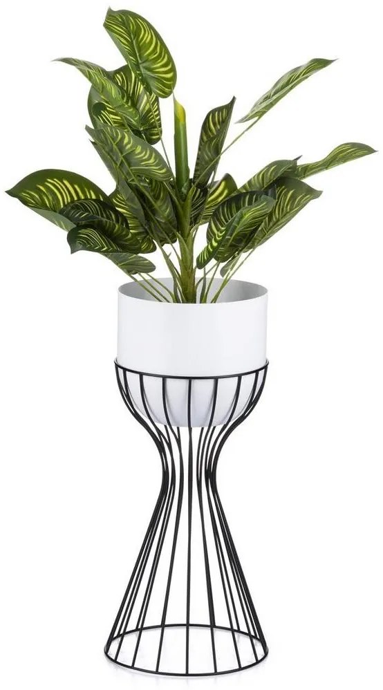 Kovový kvetináč LOFT 46x20 cm čierna/biela