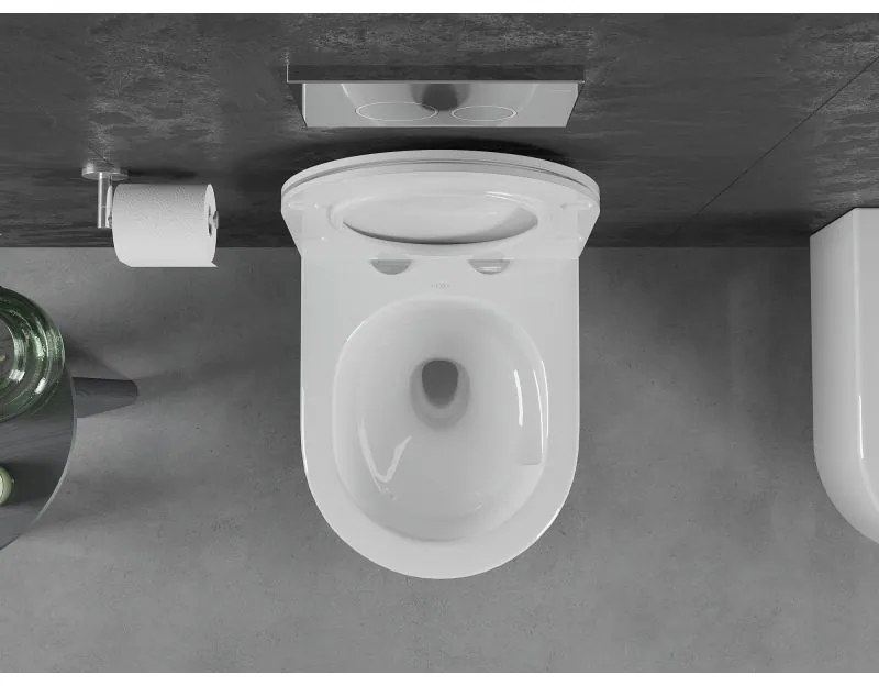 Mexen Sofia, závesná WC misa 490x360x355 mm, Rimless Tornádo + WC sedadlo z duroplastu, biela lesklá, 30540500T