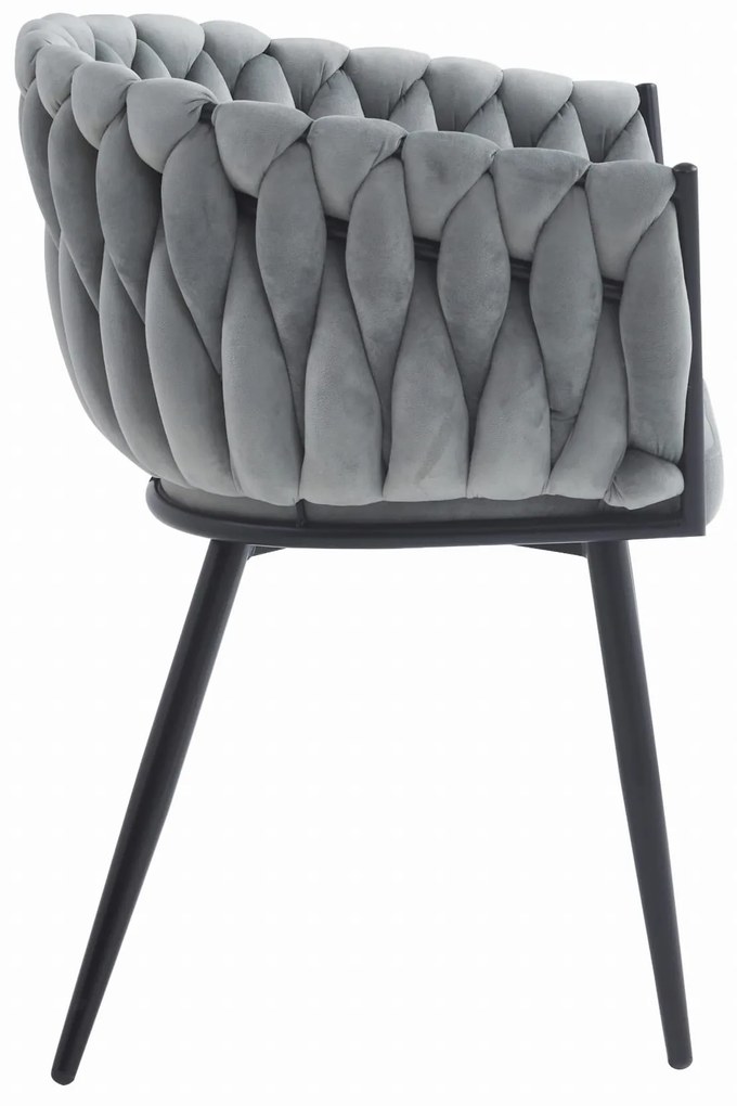 Svetlo sivé jedálenské kreslo ORION VELVET s čiernymi nohami