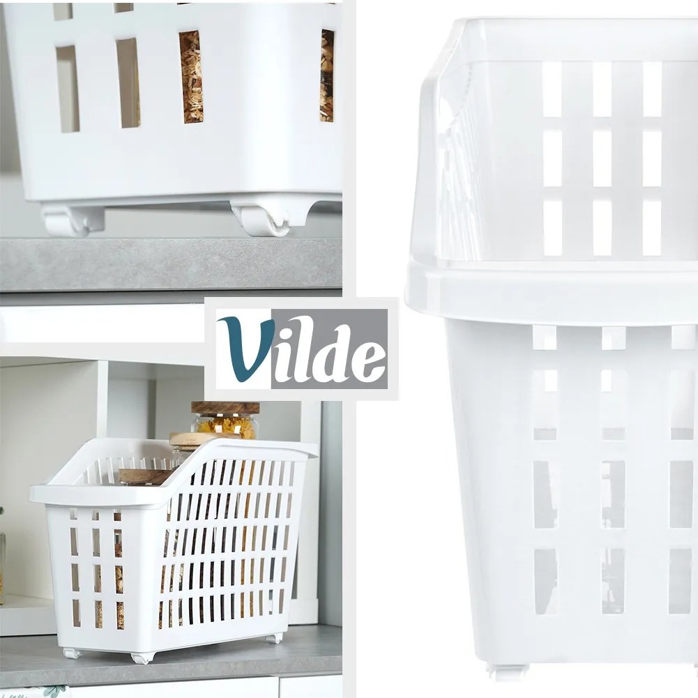 VILDE Úložný box, s kolieskami, atypicky úzky, biely, Vila, 13l, 46 x 18 x 26 cm