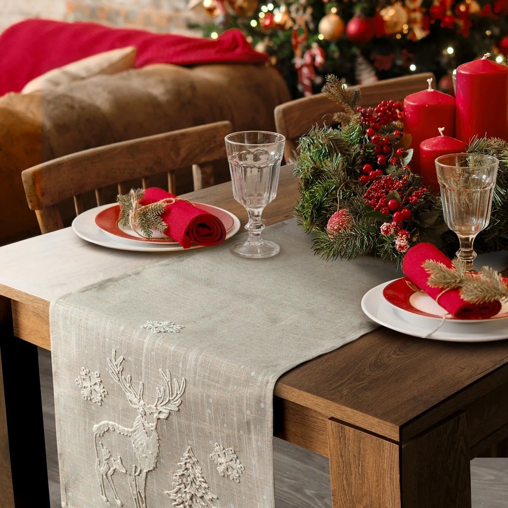 VIANOČNÝ OBRUS DEER 85X85 CM VZOROVANÁ