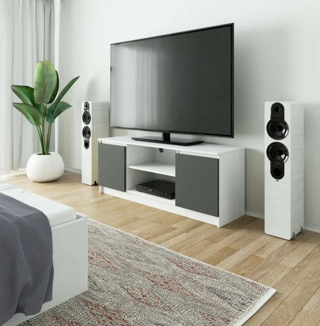Stolík pod TV RTV 140 2D 1P biely / sivý