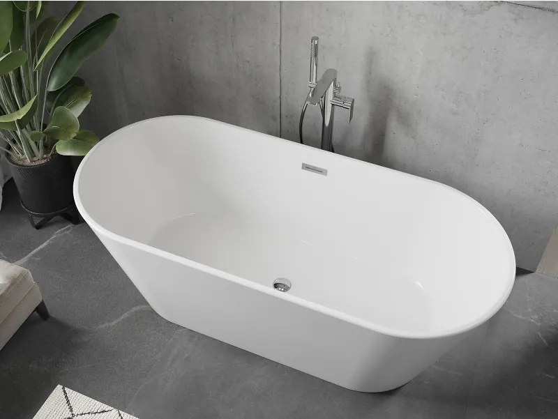 Mexen Flavia voľne stojaca vaňa 160 x 75 cm, biela, prepad chróm, 54031608000