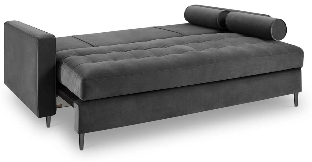 Rozkladacia zamatová pohovka s úložným priestorom Romeo 225 × 100 × 96 cm