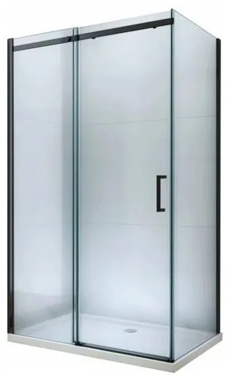 Mexen Omega, sprchovací kút s posuvnými dverami 140 (dvere) x 70 (stena) cm, 8mm sklo, čierny profil-číre sklo, 825-140-070-70-00