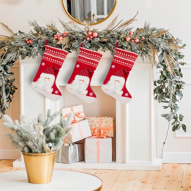 Vianočná dekorácia SANTA 3 červená / biela