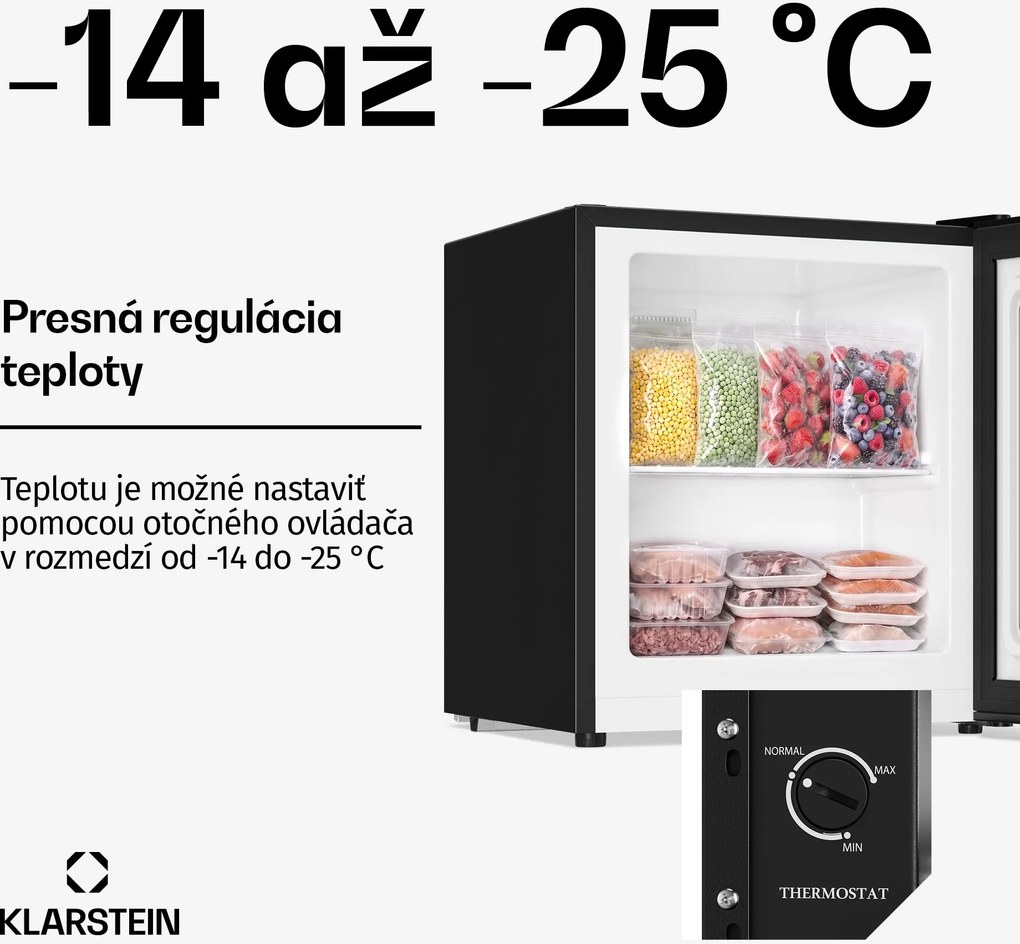 Klarstein Garfield Eco, mini mraznička, 33 l, energet. trieda E+, 4 hviezdičky, kompaktná