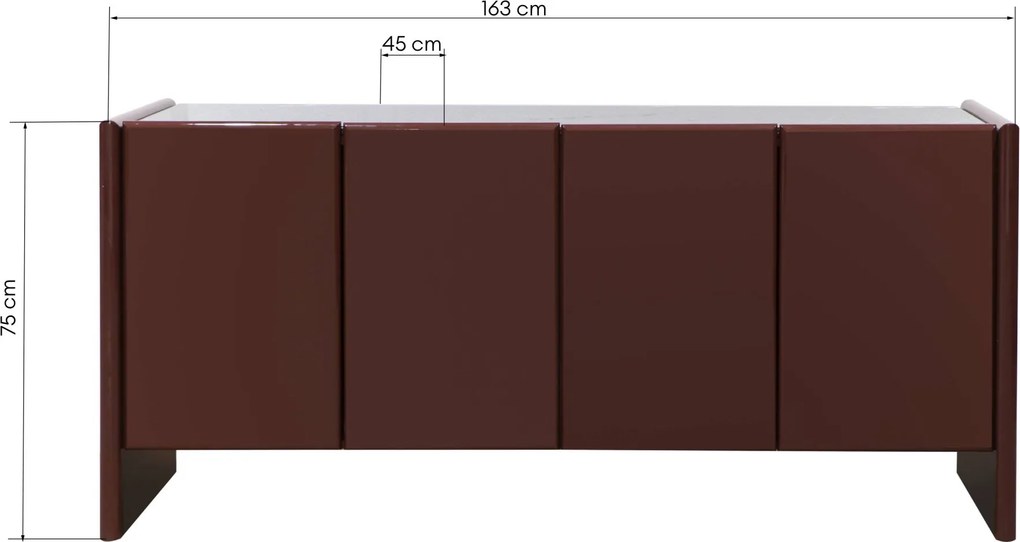 Komoda Loren 163 cm bordová/mramor