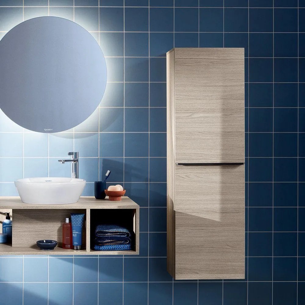 DURAVIT D-Neo závesná polovysoká skrinka, 1 dvierka, pánty vpravo, 400 x 240 x 1320 mm, betón šedá matná, DE1318R0707